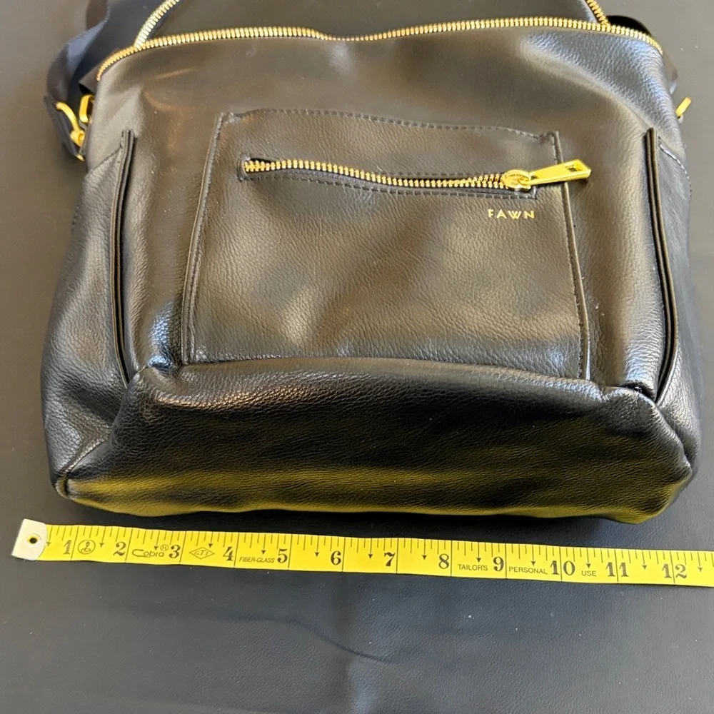 Fawn Design The Original Black Faux Leather Diaper Bag Backpack